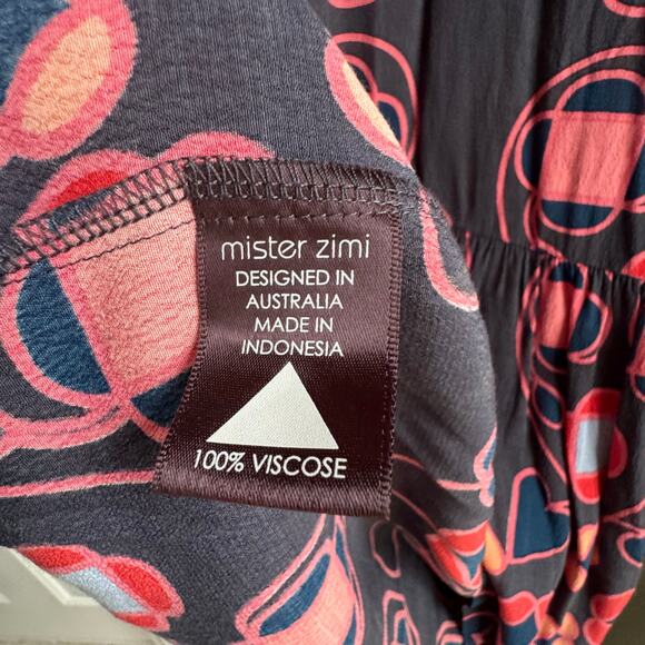 Mister Zimi Oversized Mini Dress Long Sleeve Heart Print High Low Gray Red Pink - Picture 4 of 6